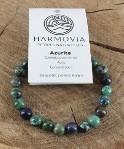 Bracelet Azurite AAA - Perles 8mm, 1 pièce